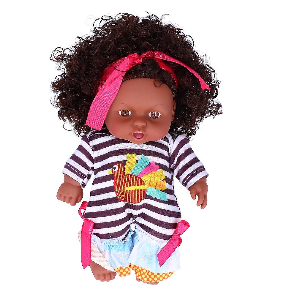 African Toddler Doll Toy 25cm/9.8in - Lifelike And Playful Baby Doll - Perfect Birthday Gift For Kids (Q8-051C)