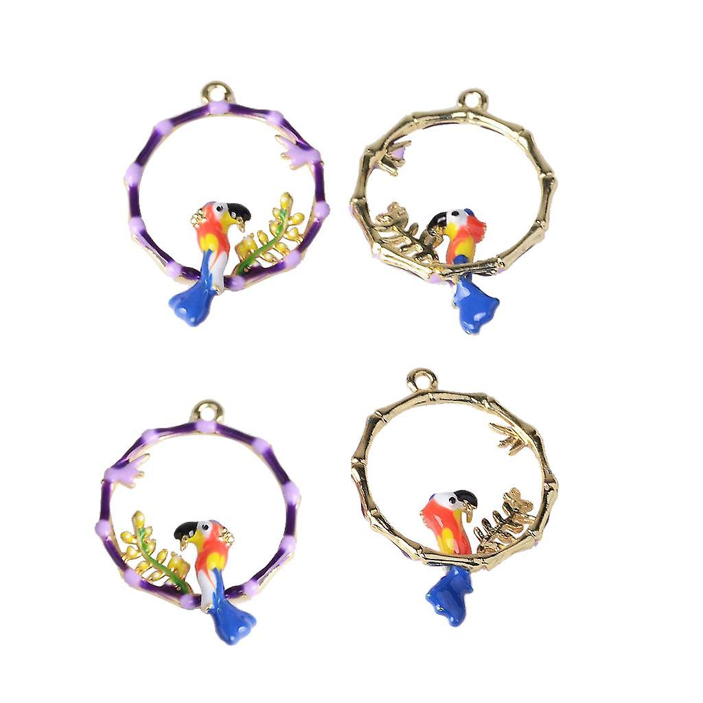 Alloy Enamel Parrot Garland Charms Pendants For Jewelry Making Diy Accessory