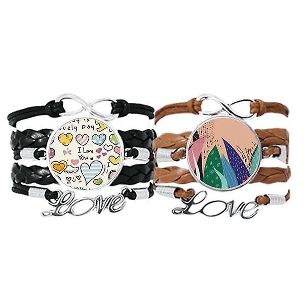 Aloe S Art Pattern Braccialetto A Mano Cinturino In Pelle Love Pattern Wristband Double Set