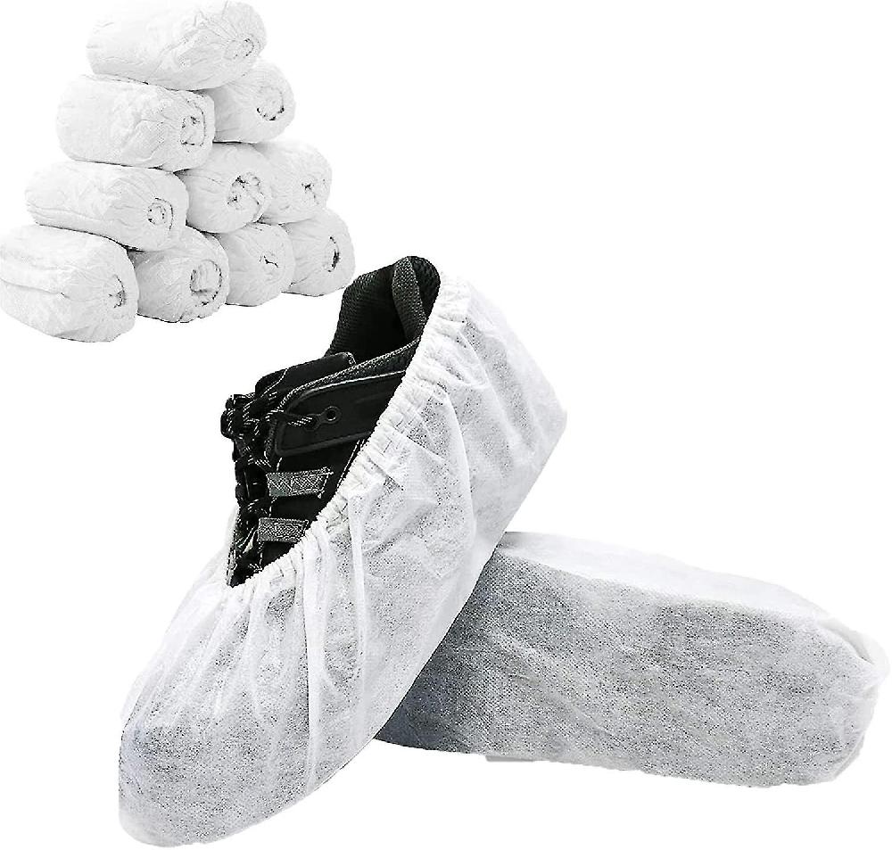 Althee 100 Pack (50 Pair) Disposable Shoe Cover White Resistant Boot Covers Non Slip Shoe Booties