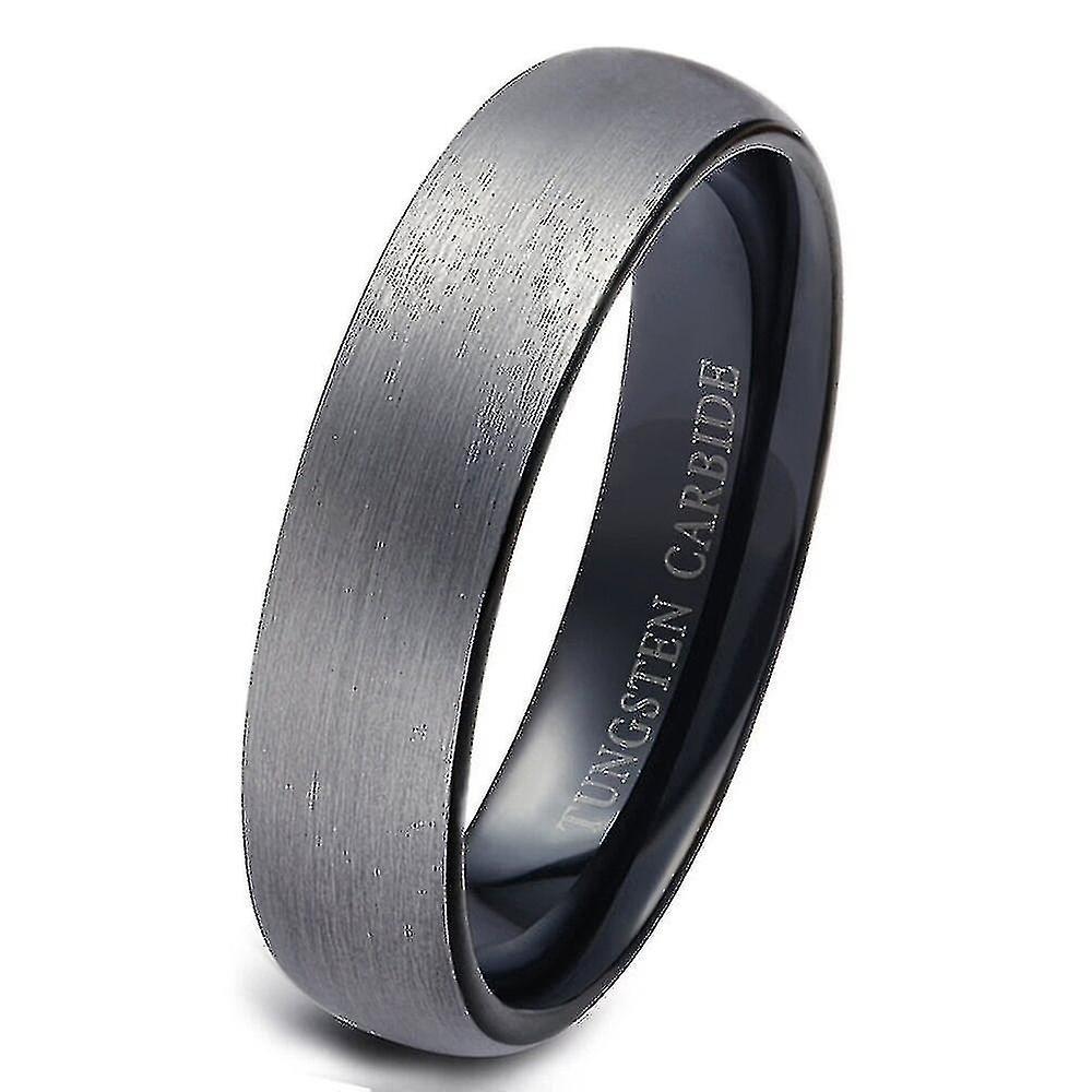 Anello di carburo di tungsteno con finitura nera nera da 6 mm per gli uomini Anello di fidanzamento a cupola da uomo 39; s dimensione 7-14