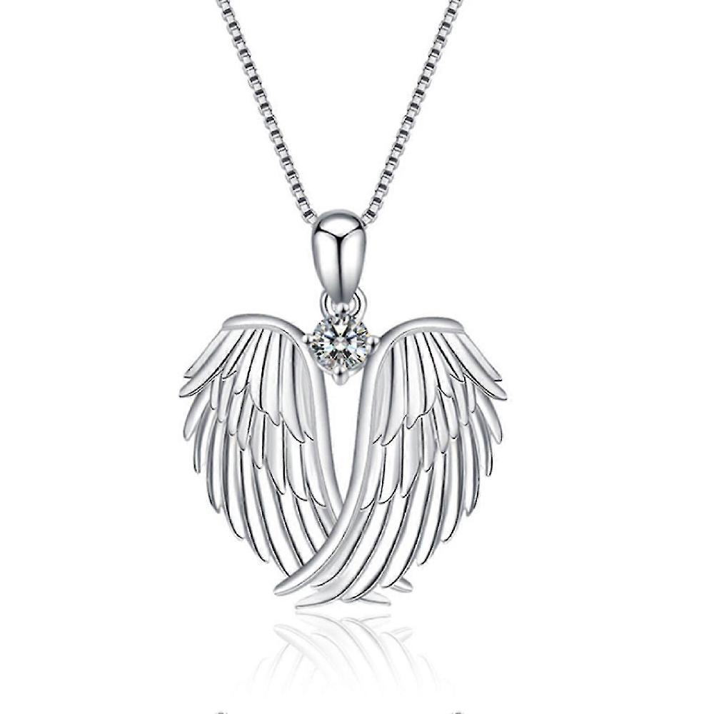 Angel Wing Necklace With Rhinestone Glittery Alloy Pendant Elegant Neck Jewelry Chain For