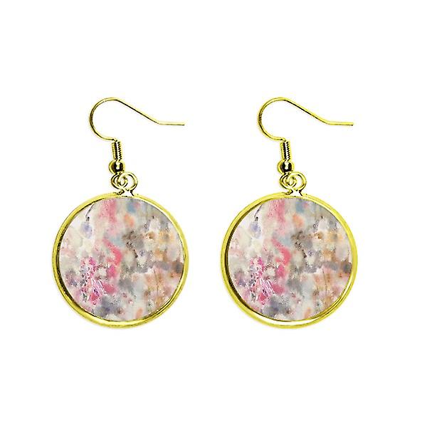April Lotus Xjj Oil Painting Ear Dangle Golden Drop Earring Jewelry Woman