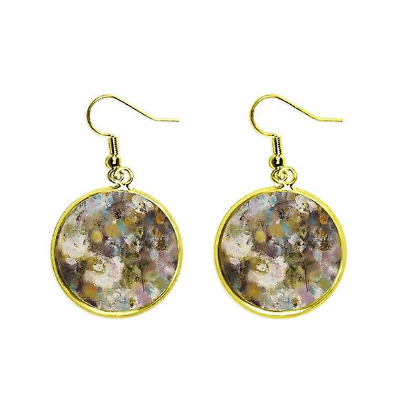 August Lotus Xjj Oil Painting Ear Dangle Golden Drop Earring Jewelry Woman