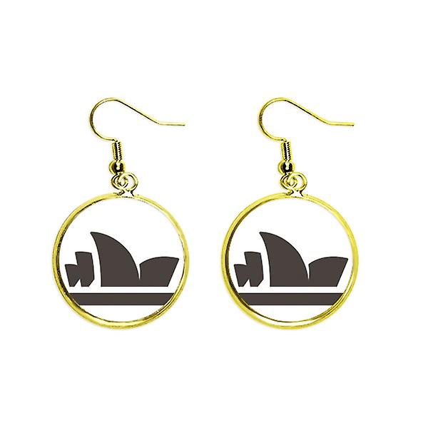 Australia City Landmark Sydney Opera House Ear Dangle Golden Drop Earring Jewelry Woman