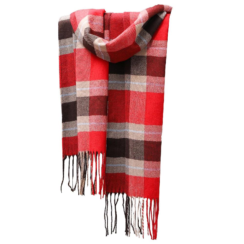 Autumn Winter Men Scarf Plaid Tassels Thickened Imitation Cashmere British Style Long Scarf Daily Wear
