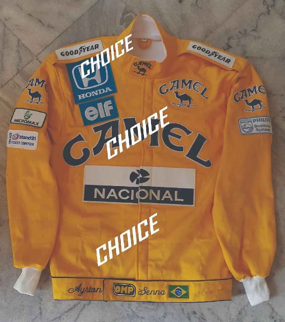 Ayrton Senna Camel Replica Giacca con toppe ricamate