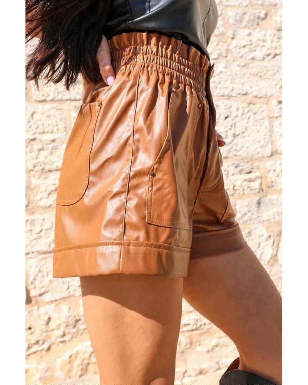 Azura Exchange High Waist Faux Leather Shorts