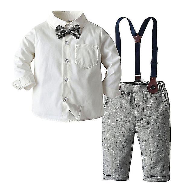 Baby Boy Clothes Set Gentleman Summer Suit With Bow Toddler Kid Bodysuit Set Baby Romper For Newborn Babies Belt Pants Set