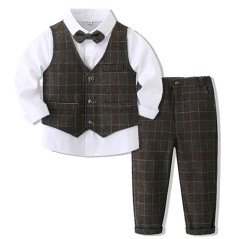 Baby Boys Clothes Suit Spring Autumn Long Sleeve Bowtie Shirt+trousers Kids Boy Birthday Party Dress Set British Style Clothing