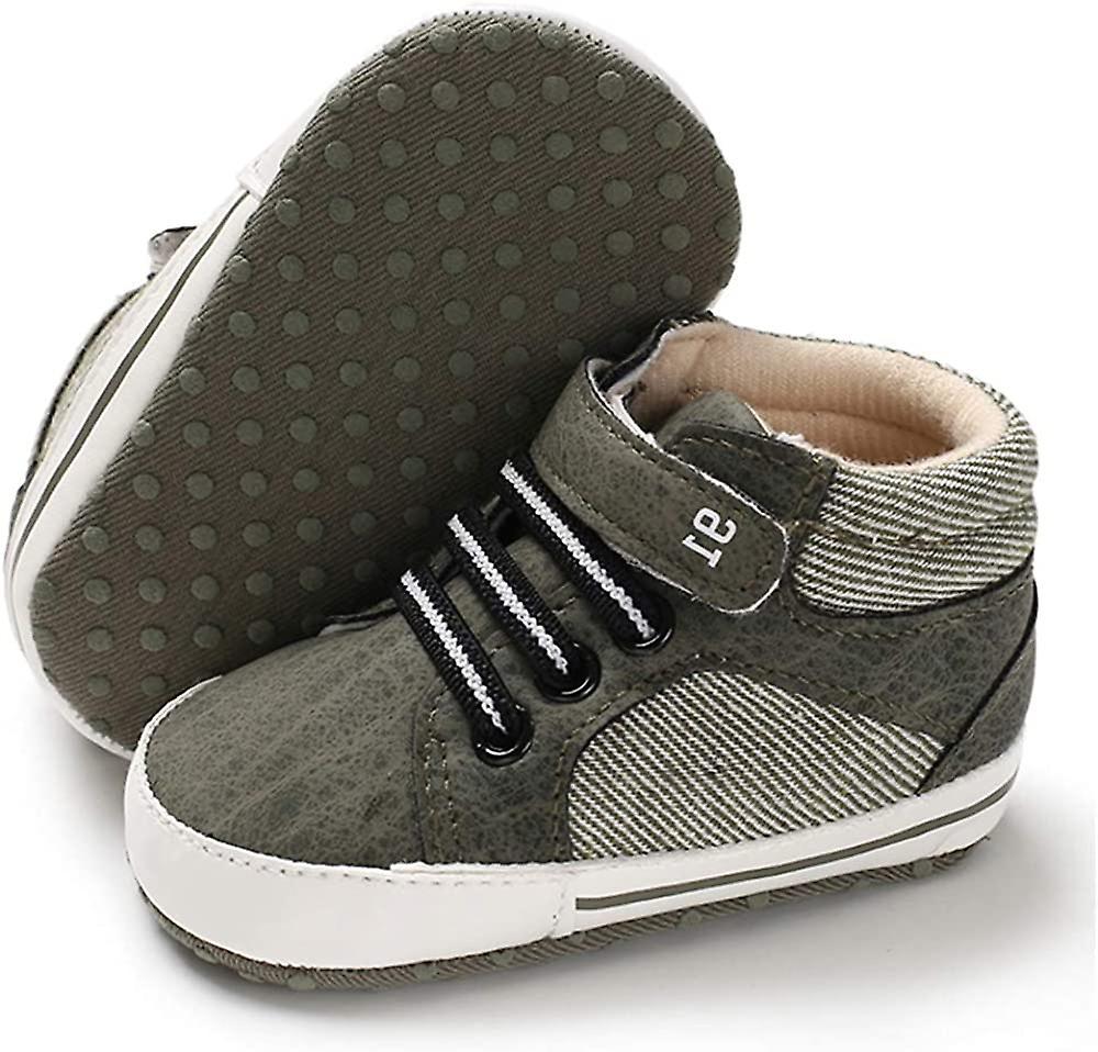 Baby Boys Girls Shoes High Top Ankle Boots Pu Leather Lace Up Antislip Infant Toddler Sneaker First Walker Crib Shoes 3-18 Mesi