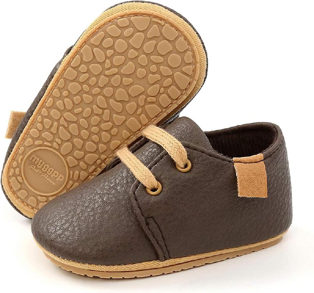 Baby Boys Girls Shoes Lace Up Leather Infant Sneakers Non Slip Rubber Sole Newborn Loafers Toddler First Walker Crib Shoes