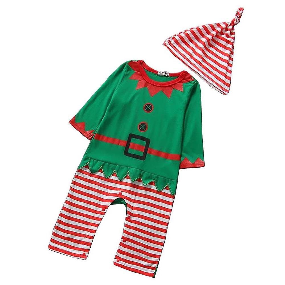 Baby Clothes Outfits Boy Girl Kids Romper Hat Cap Set Christmas Gift 100cm