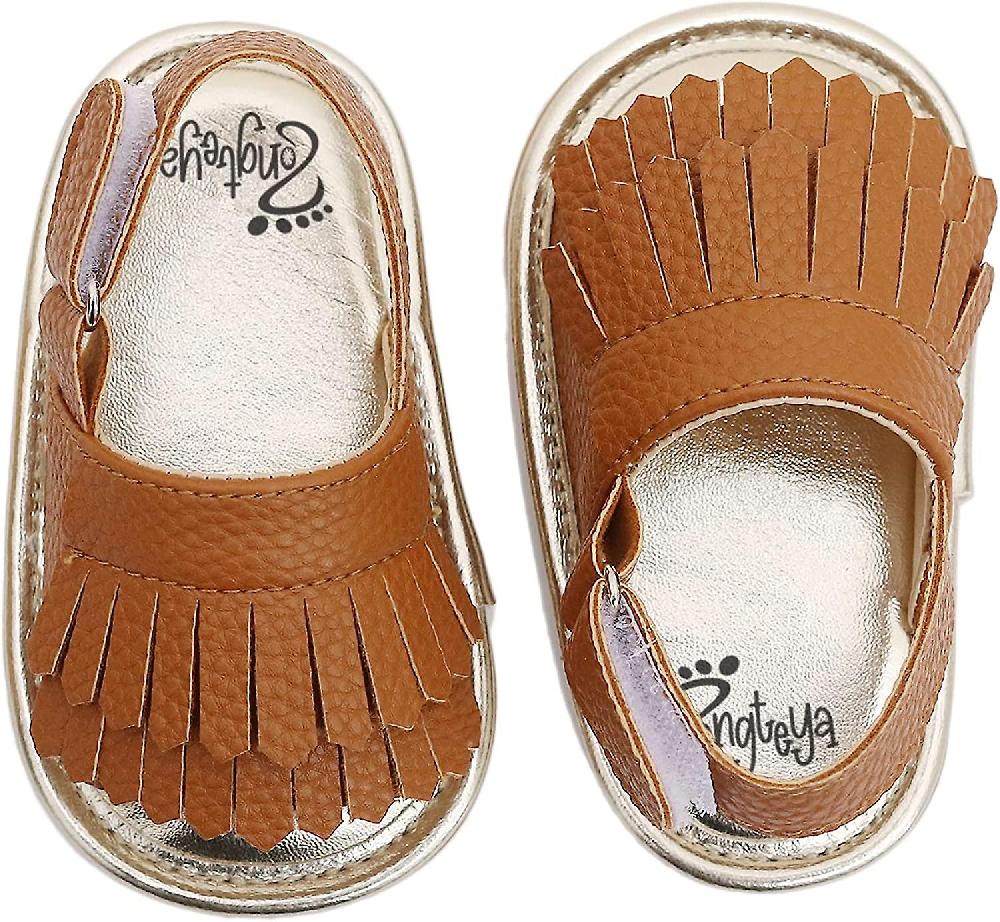 Baby Girl Tassels Sandals 0-24 Months Toddler Summer Shoes With Anti Slip Rubber Sole Infant Walking Shoes With Hook And Loop Indoor Outdoor