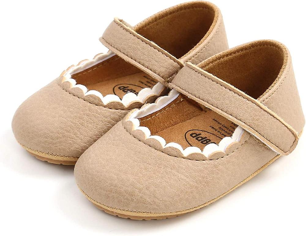 Baby Girls Soft Princess Dress Flats Shoes Infant Wedding Mary Jane Anti-slip First Walker Newborn Shoe Baptism Christening Texture Sole Sneaker Shoes