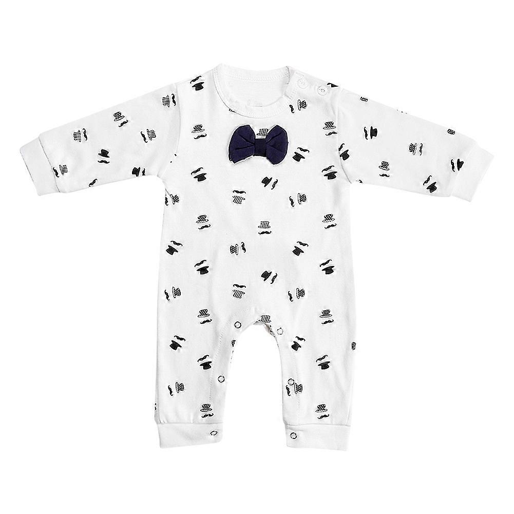 Baby Infant Toddler Long Sleeve Print Jumpsuit O Neck Bowknot Outfit Bodysuit (CP002 80cm)
