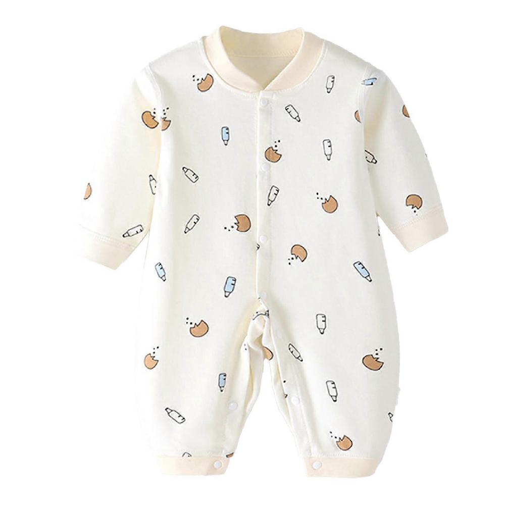 Baby Jumpsuit Infant Long Sleeve Jumpsuit Warm Comfortable Unisex Combed Cotton Onesie Bodysuit Yellow Small Baby Bottles 59cm