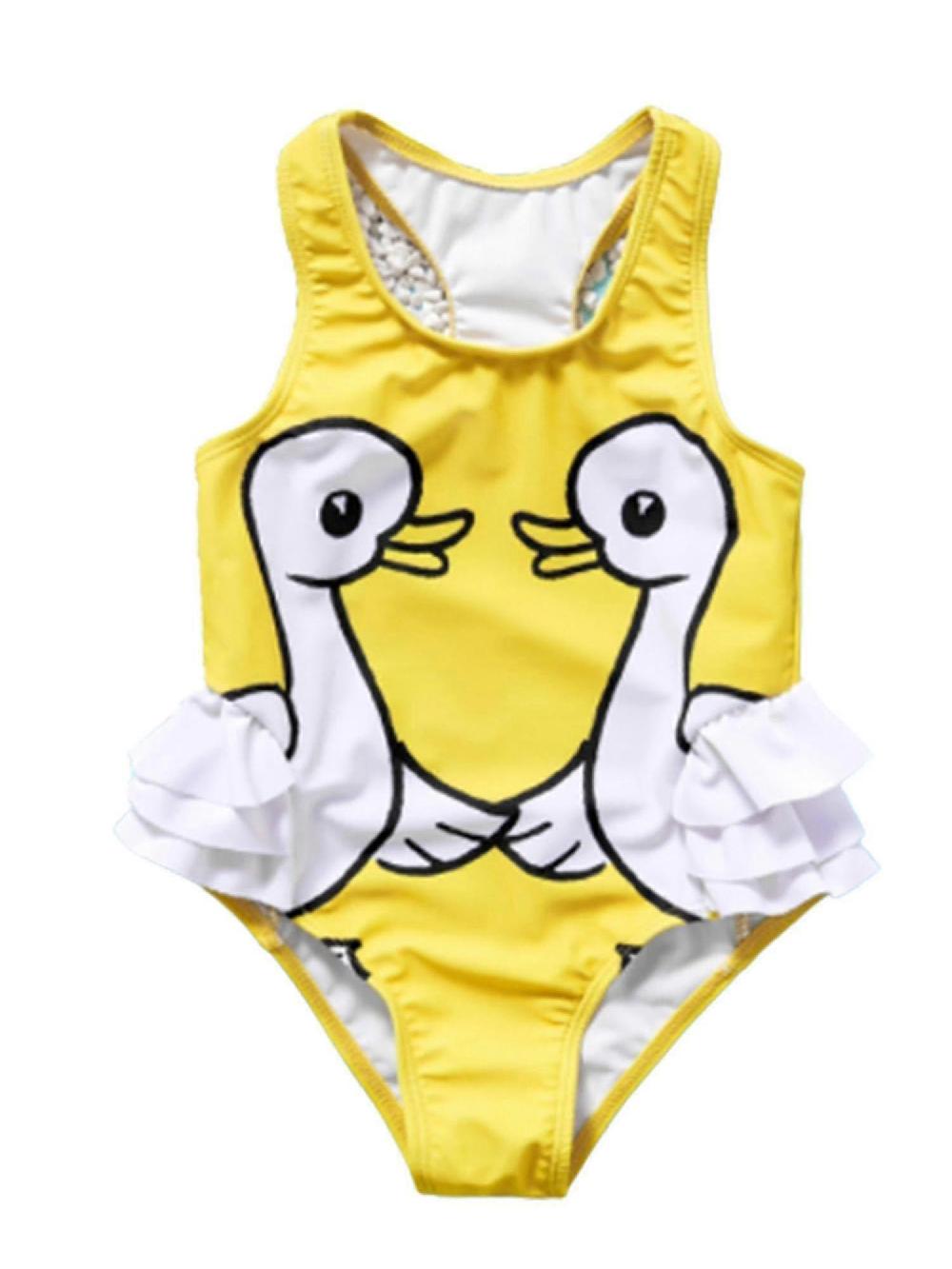 Baby Kids Cartoon Cute Animal Swimwear Ruffle Swimsuit Girls Summer Beach Bathing Suit