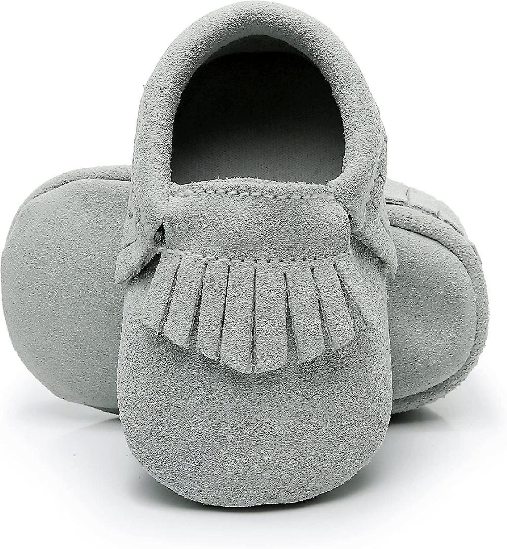 Baby Moccasins With Fur Fleece Rubber Soles Warm Snow Boots Leather Baby Shoes For Boys Girls