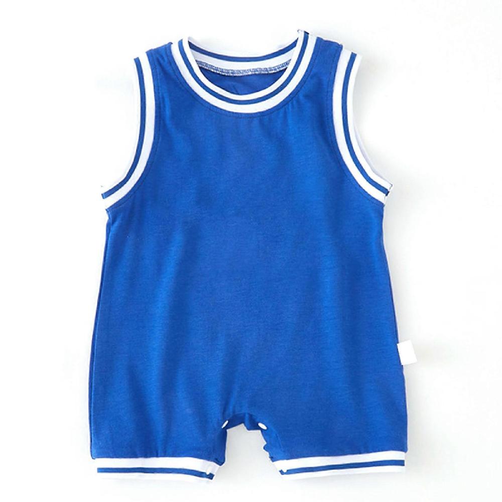 Baby Sleeveless Jumpsuit Breathable Super Soft Cute Infant One Piece Sleeveless Bodysuit Blue 35.4in