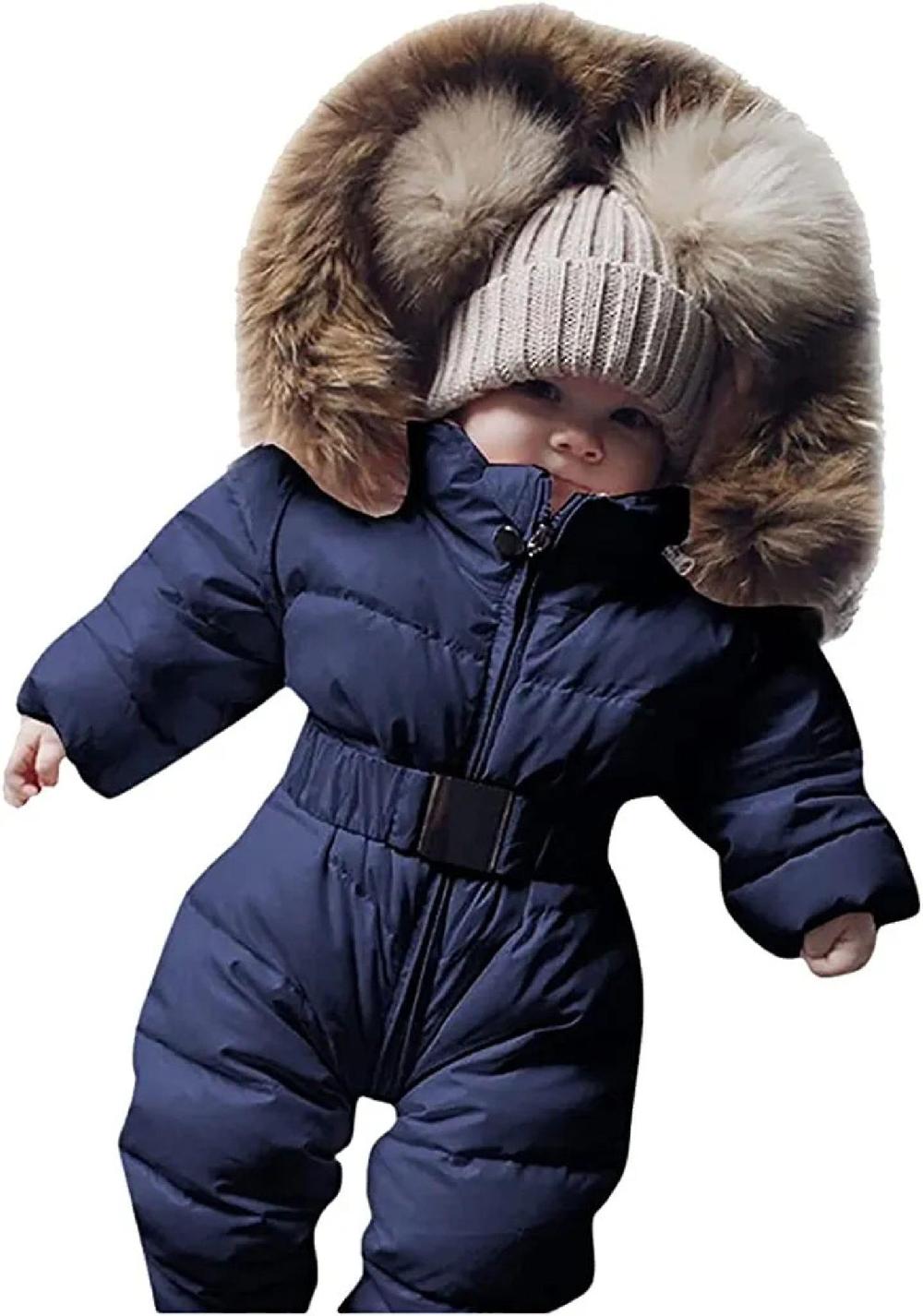 Baby Winter Jumpsuit With Hood Romper Snowsuit Down Ski Suit Romper Boys Girls Long Sleeve Jumpsuit Warm Outfits Gift Outfits For 0-24 Months