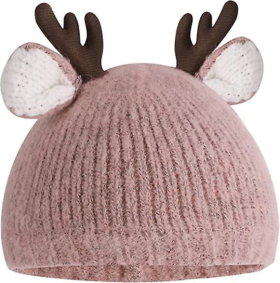 Baby Winter Knitted Hat Cute Deer Beanie Hat Adorable Antler Baby Cap Newborn Baby Photography Prop Cotton Lined Hat Kids Christmas Party Favors For 3