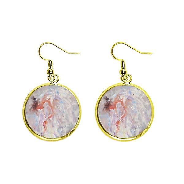 Ballet Girl Xjj Olio Pittura Orecchio Penzolare Golden Drop Orecchino Gioielli Donna