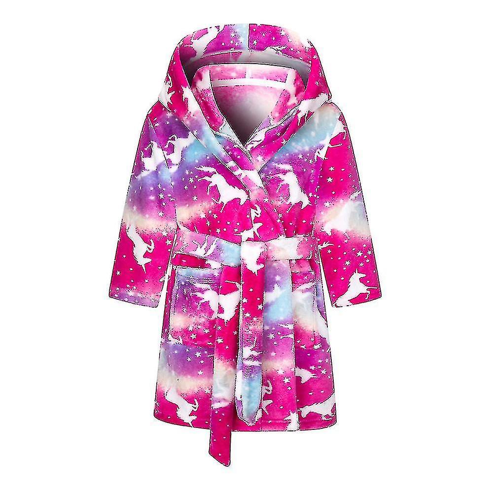Bambini Ragazza Accappatoio con cappuccio Camicia da notte Flanella Accappatoi Cartoon Home Clothes