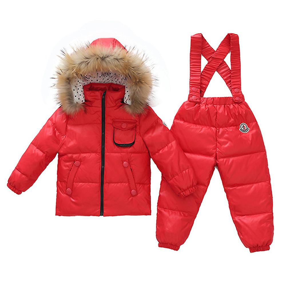 Bambino Piufondo spesso Racoon Fur Collare Pantaloni caldi