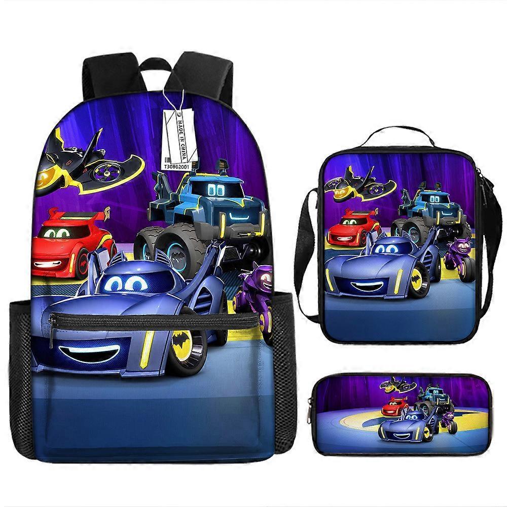 Batmobile Zaino Per Bambini Studenti Delle Scuole Primarie E Secondarie Borsa Per Il Tempo Libero Di Grande Capacità Set Di Tre Pezzi 9 -HGDMV