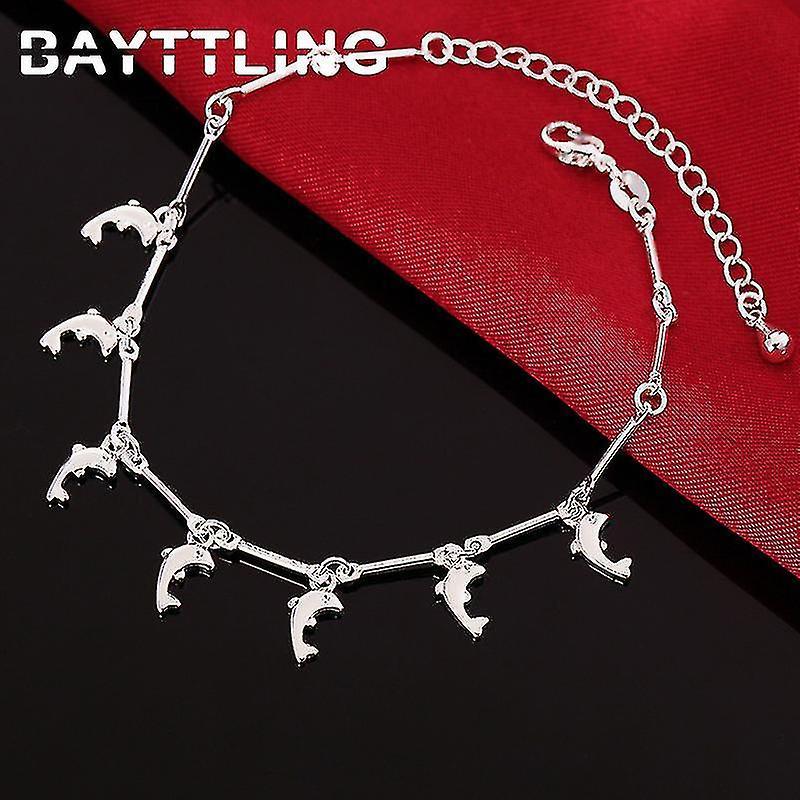 BAYTTLING 8 pollici argento colore carino delfino ciondolo braccialetto per donna moda festa gioielli braccialetto regalo