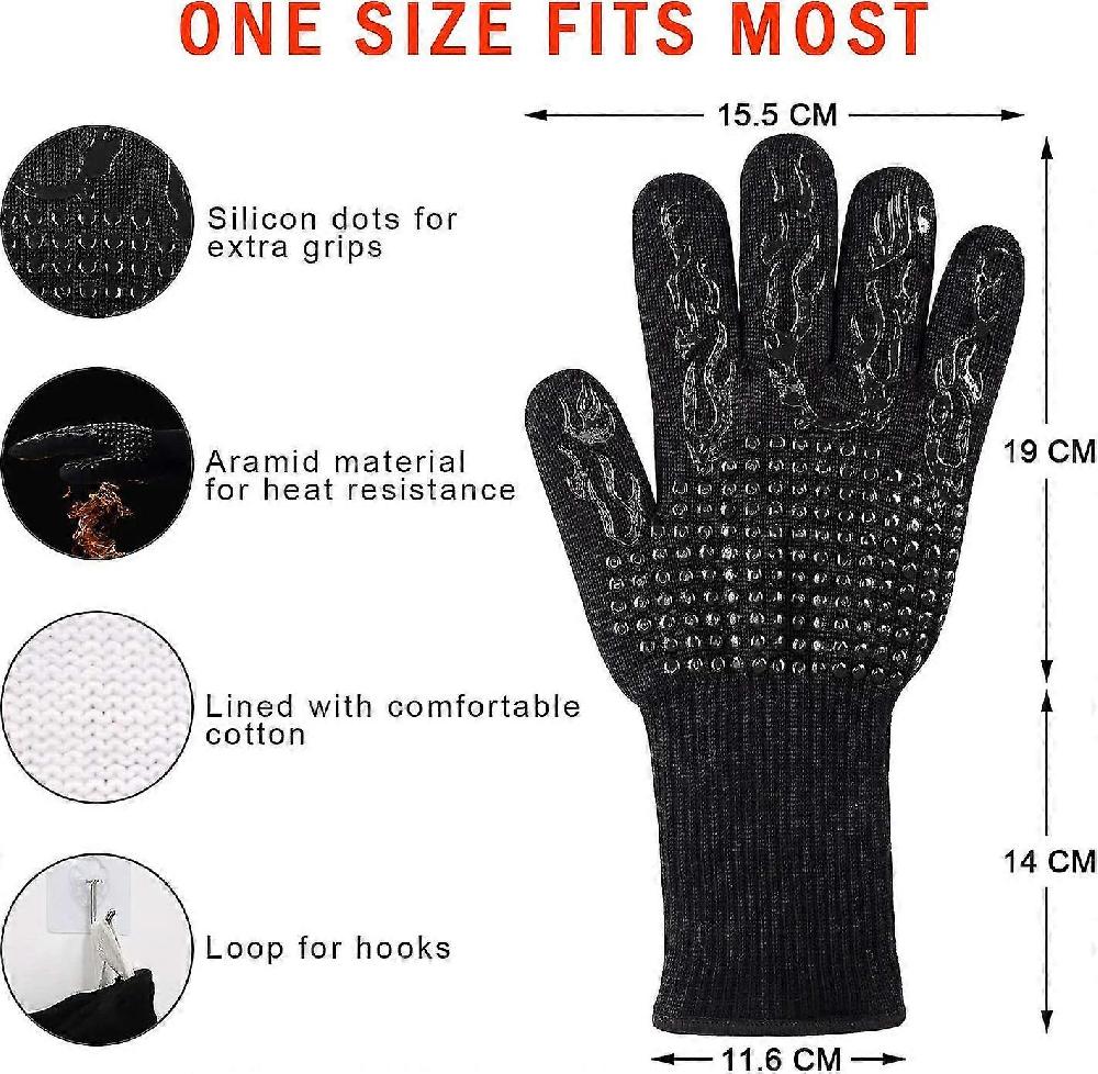 Bbq Gloves Oven Gloves Non-slip Silicone Oven Gloves Anti-heat Up To 800 C En407 Certified Silicone Bbq Gloves For Baking And Cooking Welding (bla