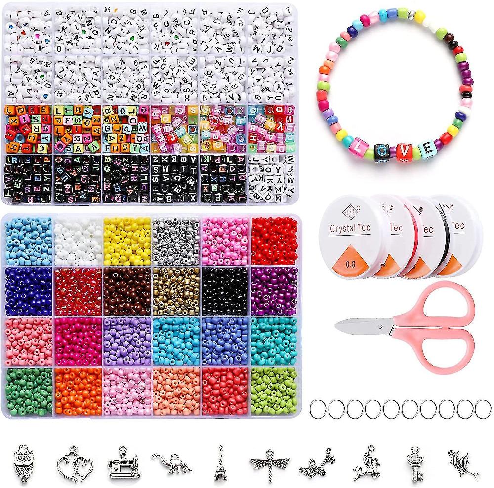 Beads Jewelry Making Kit 5000pcs 4mm Glass Alphabet Beads Diy Bracelet Jewelry Crafts