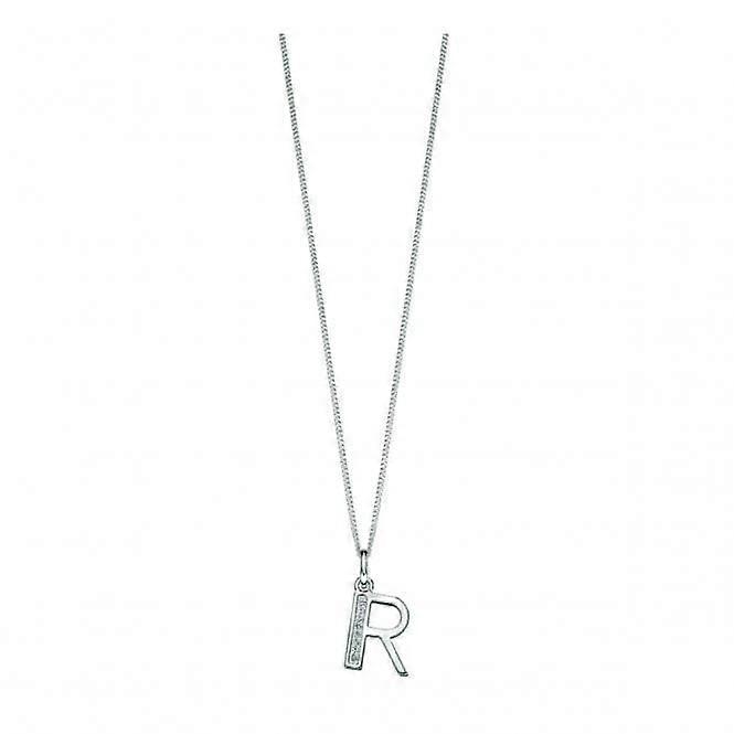 Beginnings Sterling Silver Art Deco Initial R Cubic Zirconia Pendant P4740C