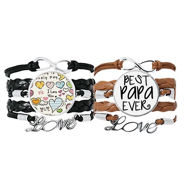 Benedici Il Padre Miglior Papà Di Sempre Parole Braccialetto Cinturino A Mano In Pelle Love Pattern Wristband Double Set