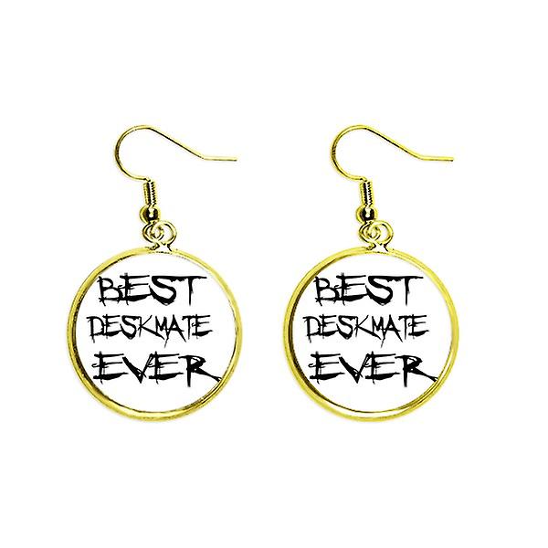 Best Deskmate Ever Graduation Season Ear Dangle Golden Drop Earring Jewelry Woman