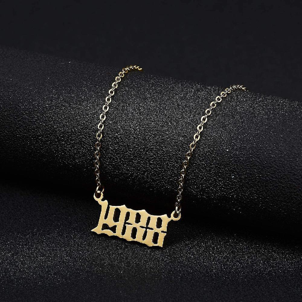 Birth Year Necklace Gold/silver Stainless Steel Number Pendant Necklace