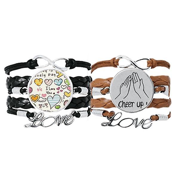 Black Clap Personalizzato Gesto Bracciale Mano Cinturino Pelle Amore Modello Polsino Doppio Set