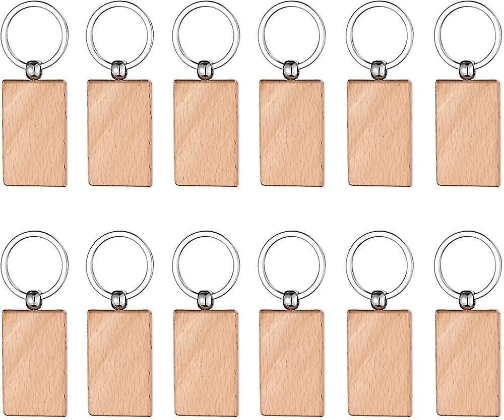 Blank Wooden Key Rings 12 Pieces Wooden Keyrings Keyring Keychain Diy Keyrings Gift