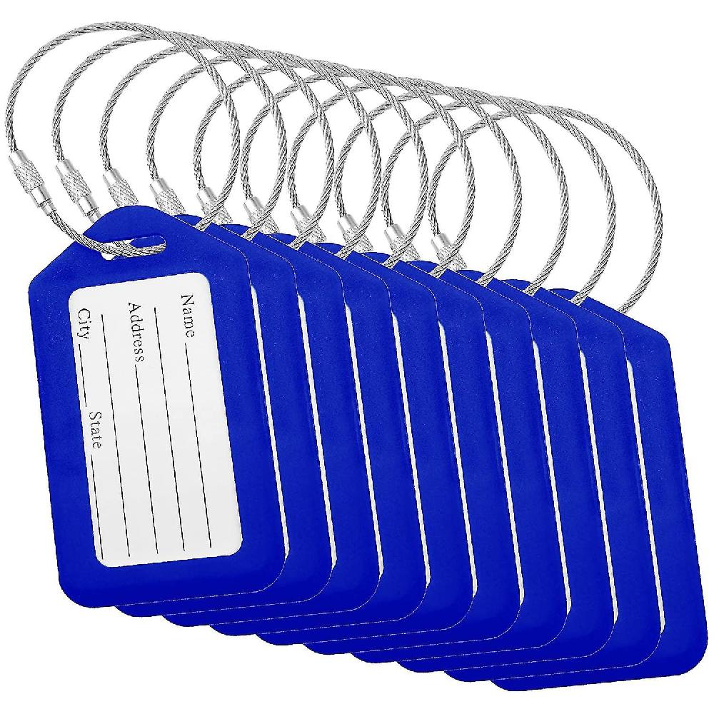 Blu 10pcs Blue Luggage Tags For Suitcases Travel Bag Tag Suitcase Baggage Name Label