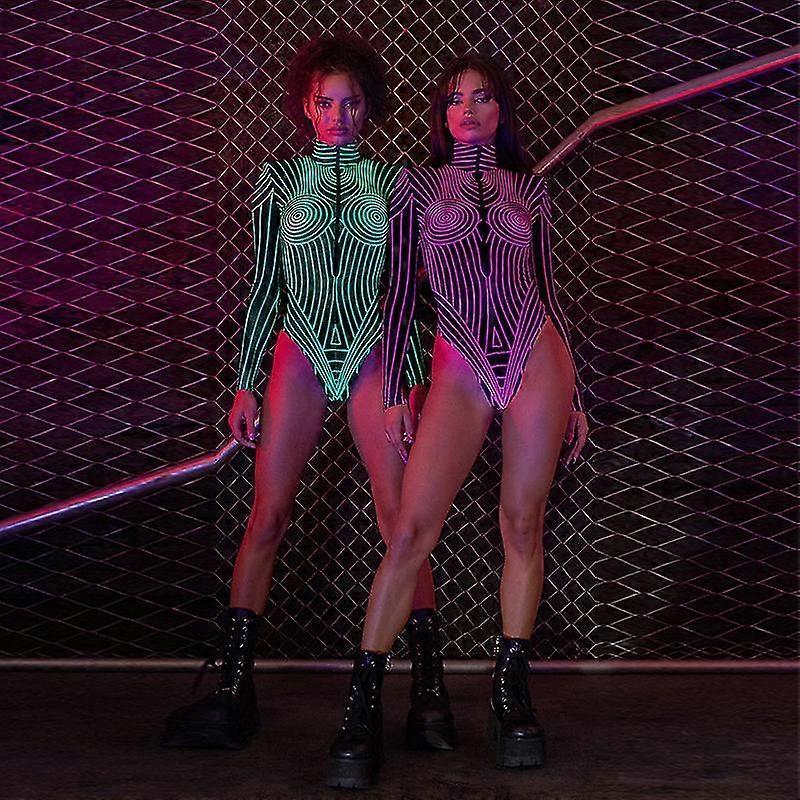 Body Reattivo Alla Luce UV Di Halloween Body Al Neon Verde Body UV Glow Costume Di Halloween Body Di Halloween Per Le Donne (GET IT)