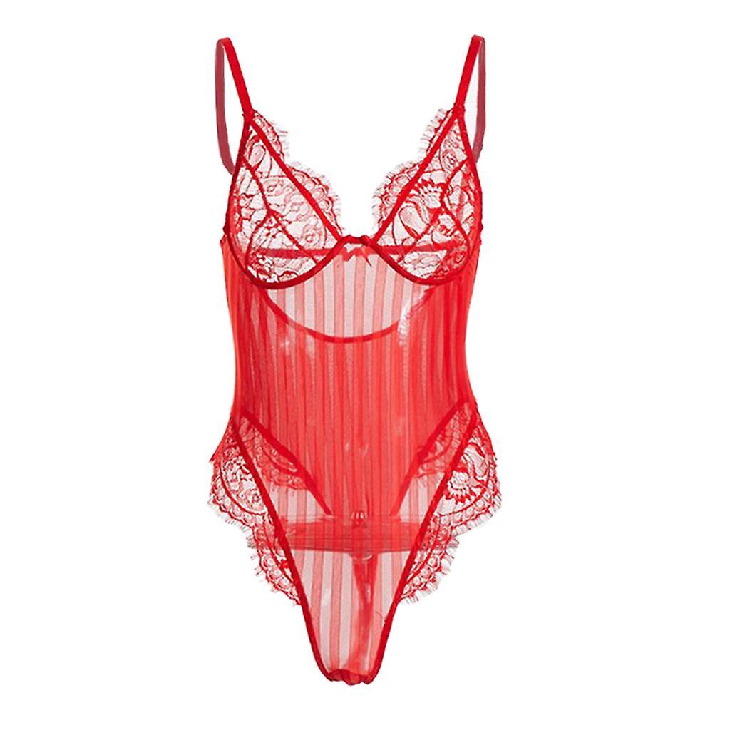 Bodysuit Lingerie Leotard L Red