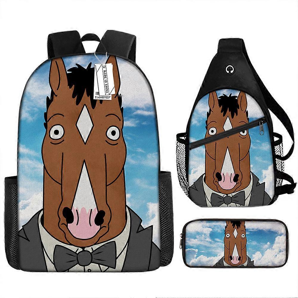 Bojack Horseman Cartoon Print Zaino Per Bambini Studenti Delle Scuole Primarie E Secondarie Borsa A Tracolla 4-HGDMV