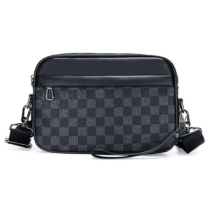 Borsa A Tracolla Casual A Quadri Da Uomo Borsa Messenger Sportiva In Pelle