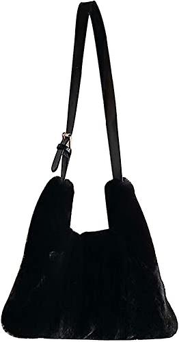 Borsa a tracolla in peluche Soft Fluffy Tote Bag In pelliccia sintetica Borsa a tracolla regolabilenero