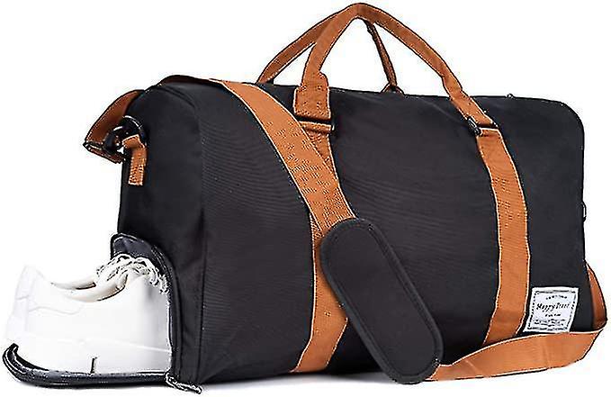 Borsa da palestra sportiva con scomparto scarpe Borsone Unisex Grande Borsa Weekender Packable Nero