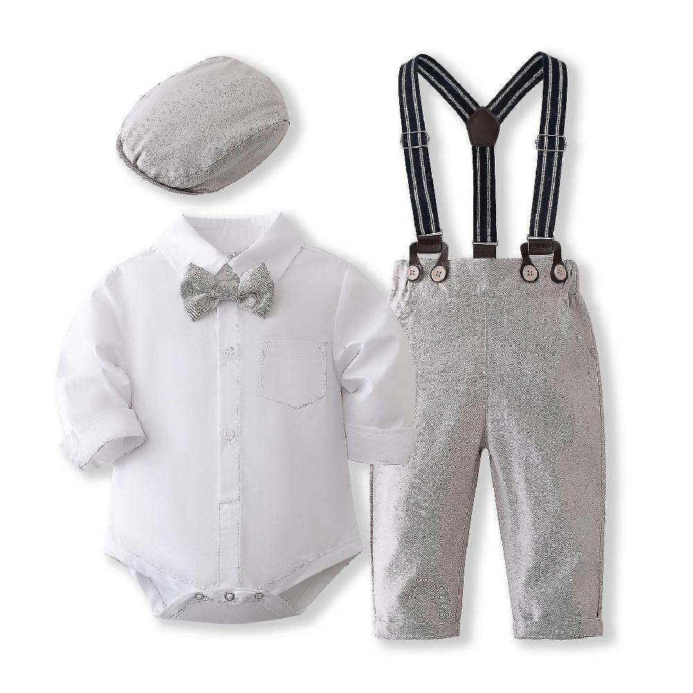 Boutique Boys Abbigliamento Outfit Set Romper Camicie Pantaloni Formale Neonato Neonato Vestiti Solido Bambino 1 anni per la festa di compleanno