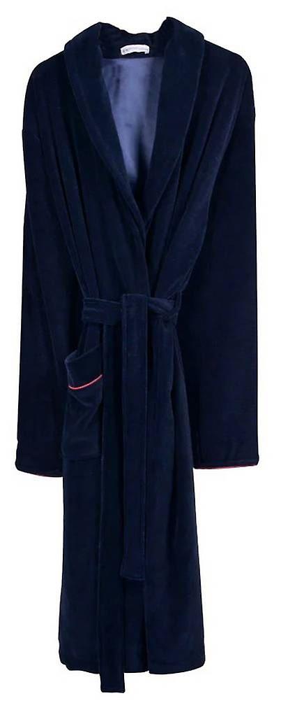 Bown Of London Carnegie Long Velvet Smoking Jacket - Navy/Burgundy