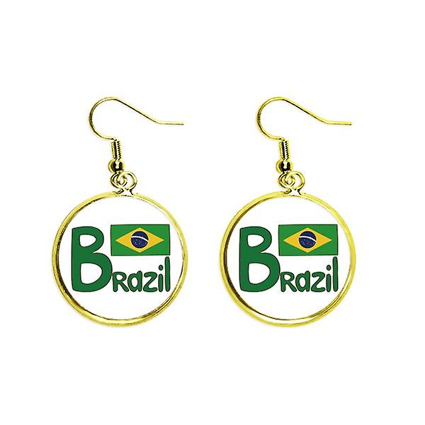 Brasile Bandiera Nazionale Verde Modello Orecchio Pendenti Golden Drop Orecchino Gioielli Donna