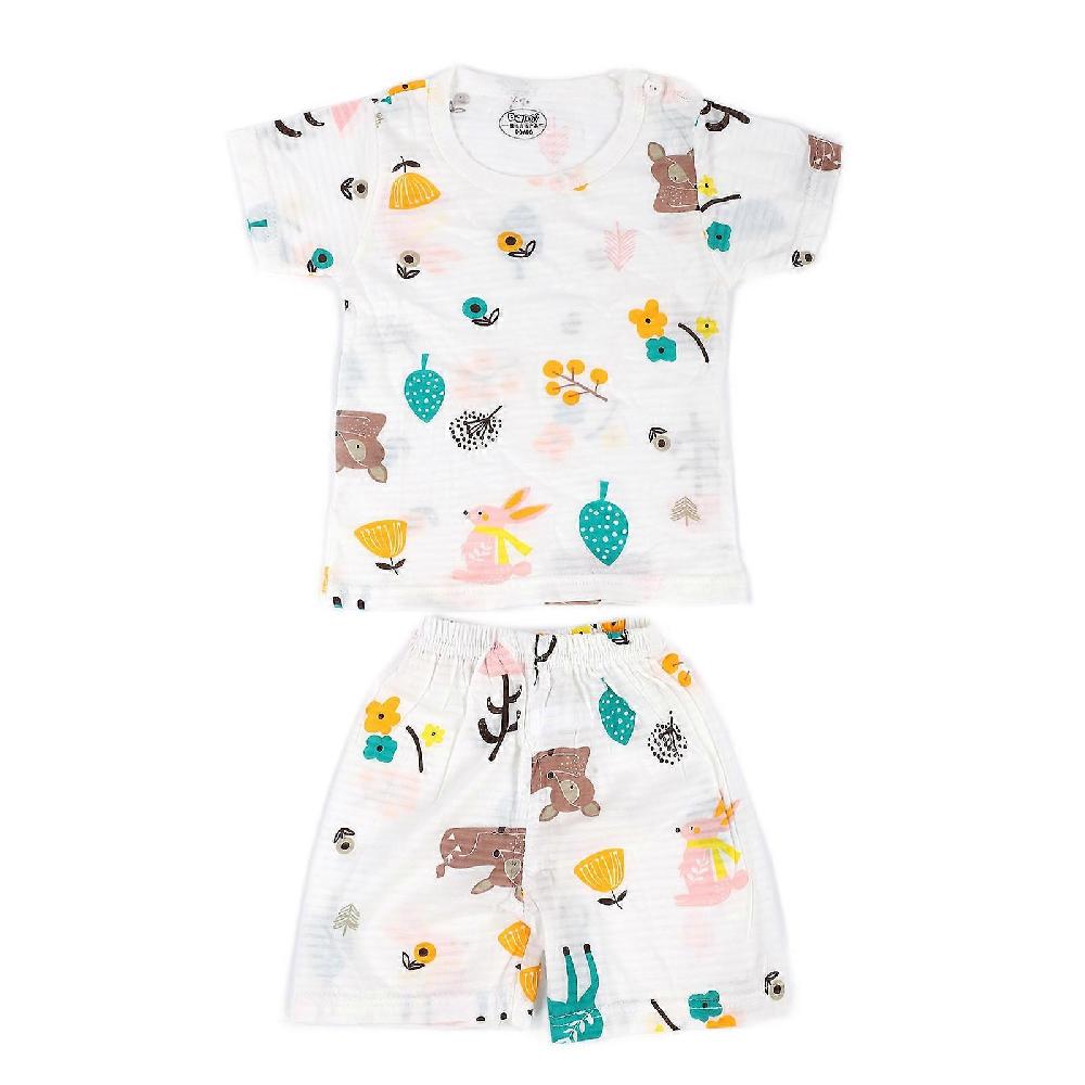 Breathable Baby Summer Suit Cute Cartoon Pattern Short Sleeve Shirt Short Pants SetElk 140cm